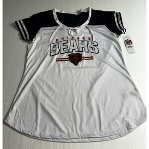 NWT NFL Team Apparel Chicago Bears Women T-Shirt Lace‎ Up Mesh Blue Shoulders XL